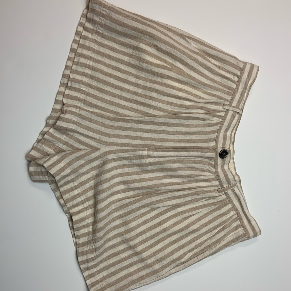 Pinstriped Linen Shorts